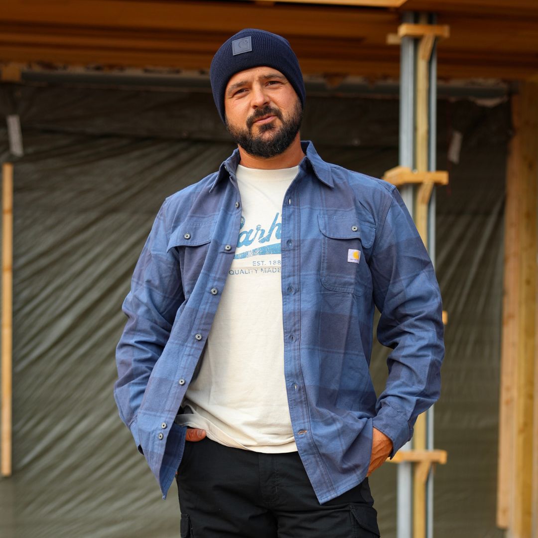 Carhartt köflótt skyrta flannel, Navy S