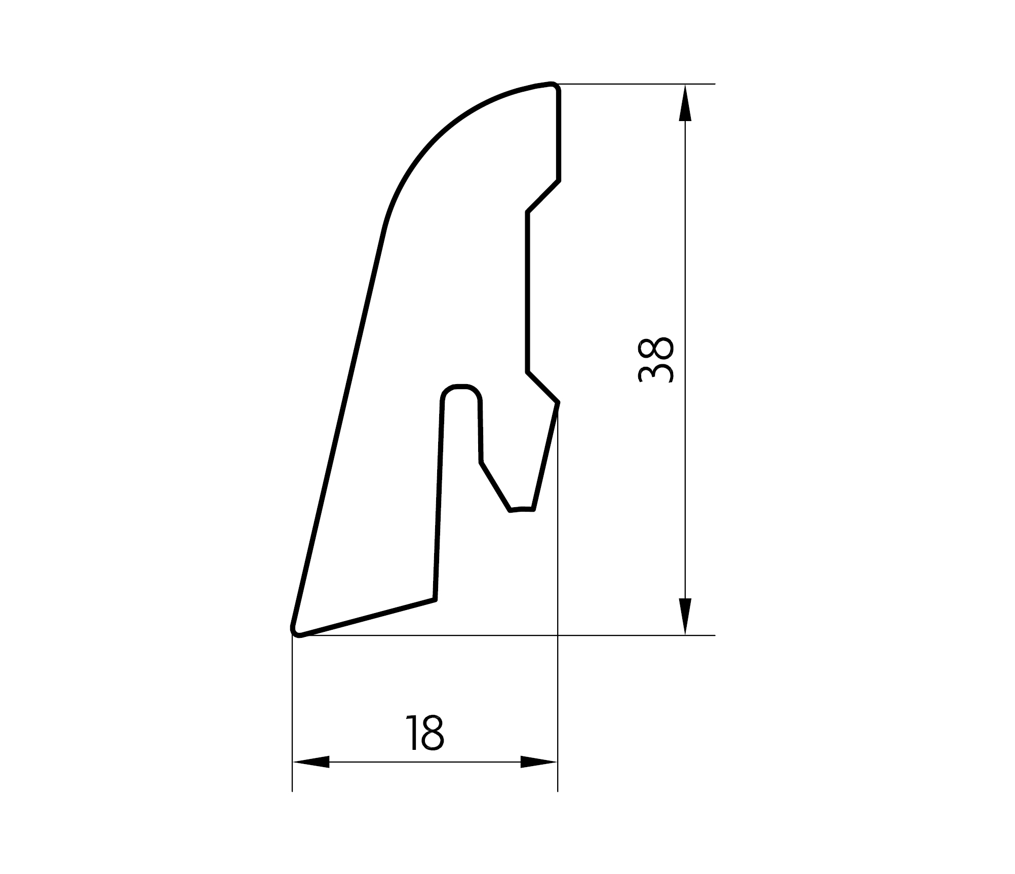 Parketlisti hnota MDF6066 18x38mm 2,5 lm