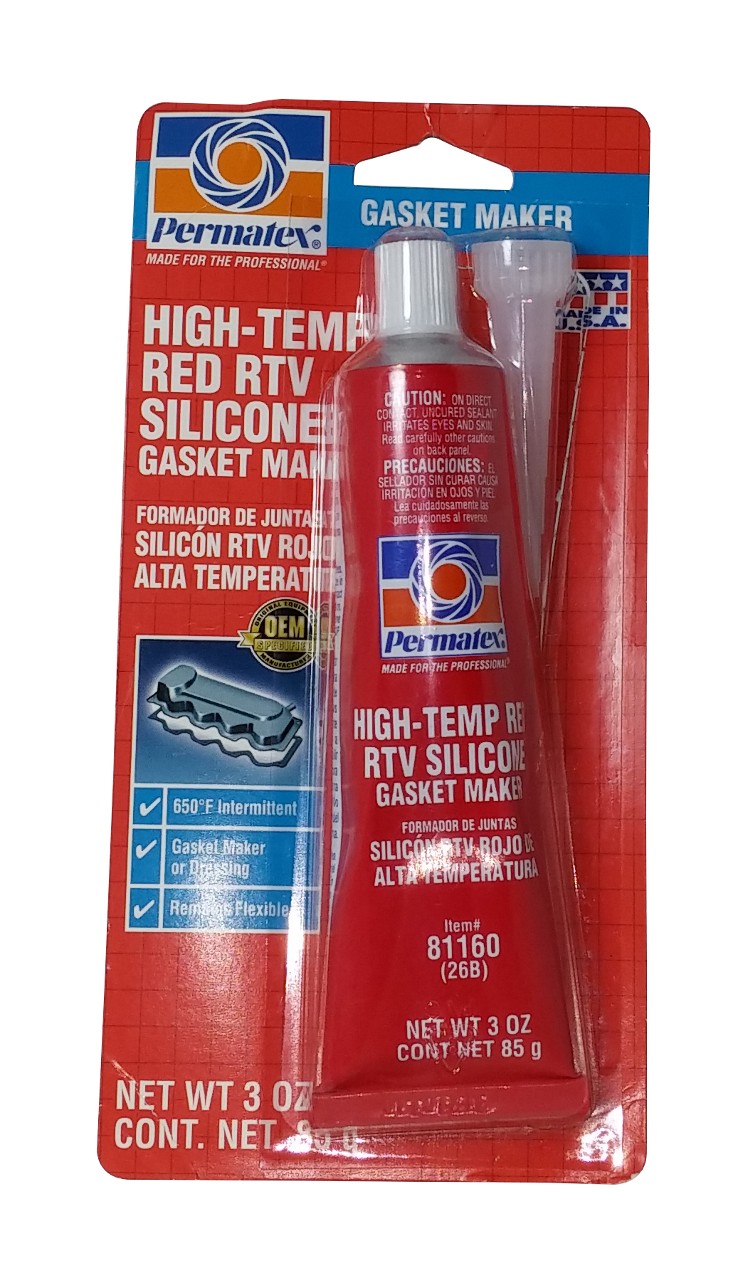 Sílikon háhita rautt RTV 3oz/85gr