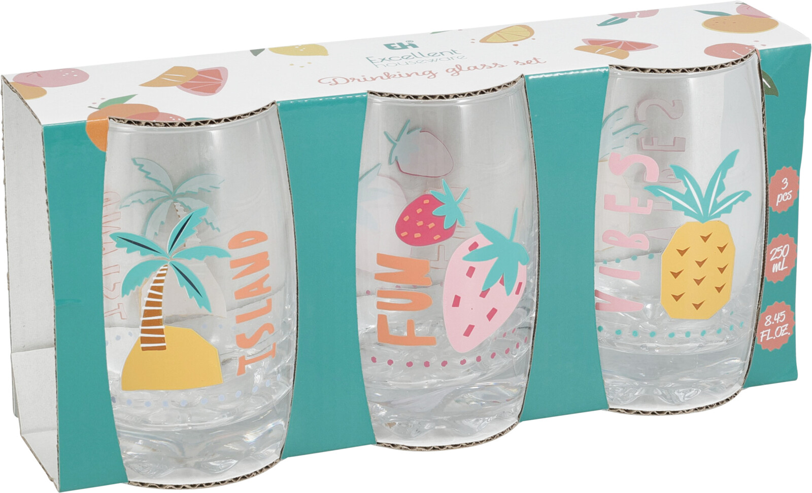 Drykkjarglös 3 stk, 250 ml