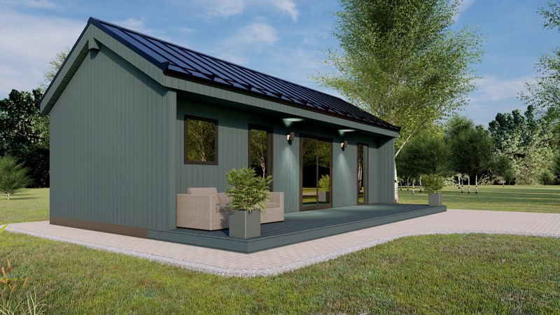 40m² Fullbúið hús tvíhalla þak