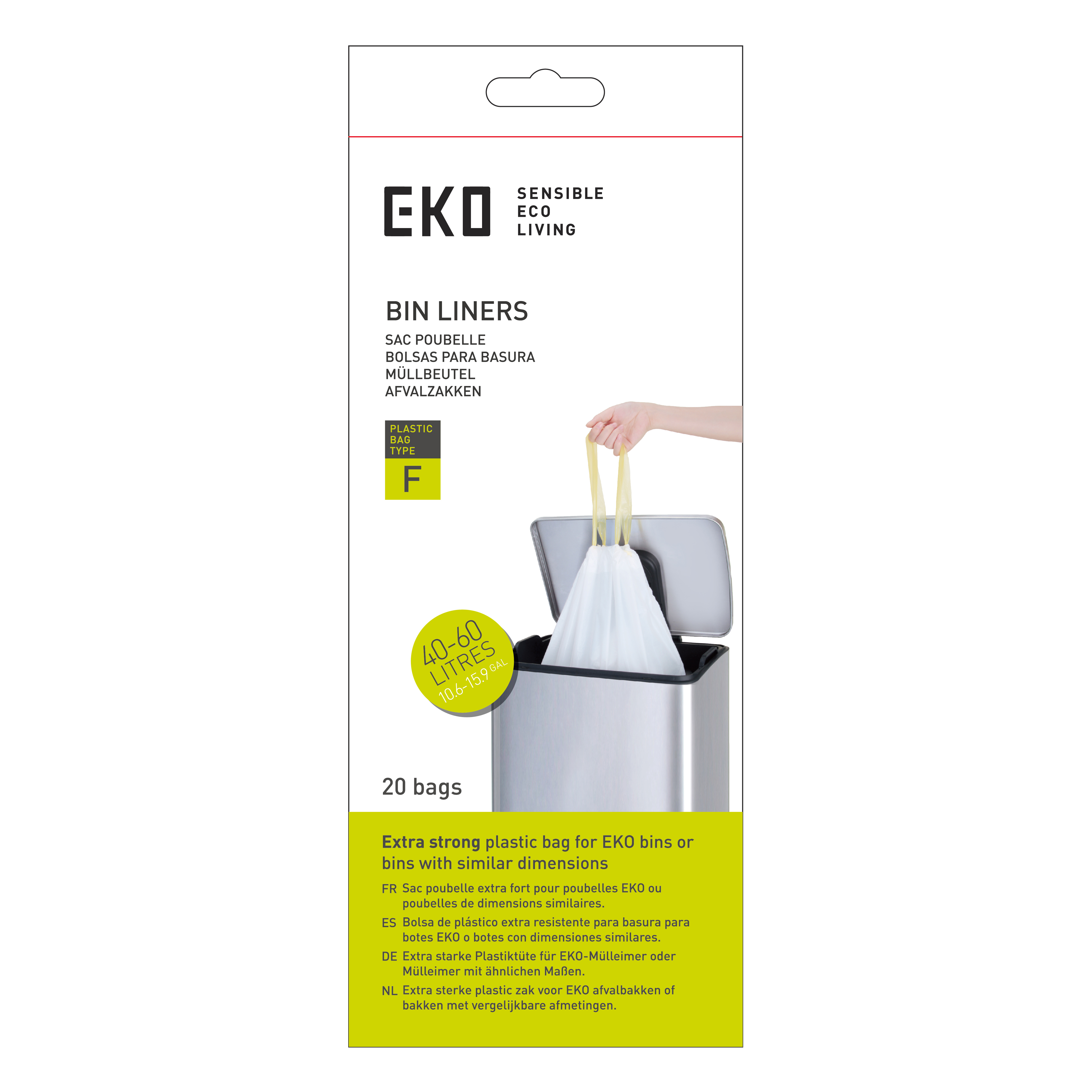 Ruslapokar með bandi 40-60l