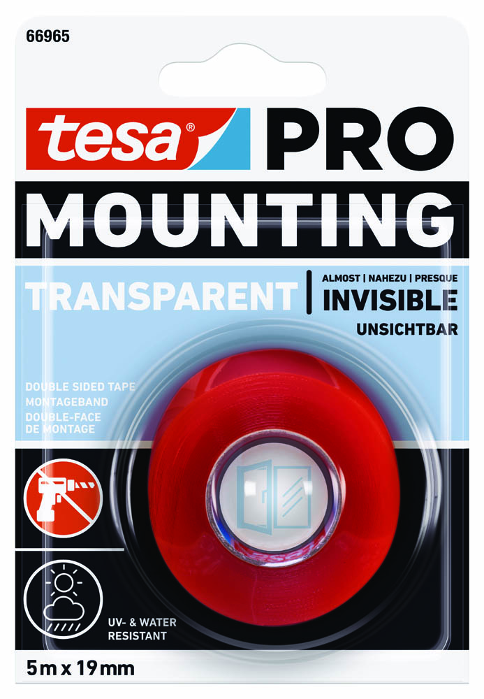 Límband glært doubeltape Tesa 5 m. x19 mm.
