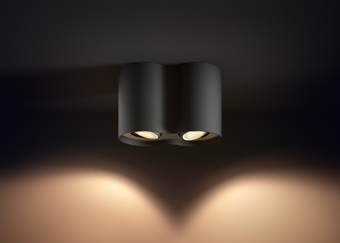 Hue Pillar kastari 2fald svart ambien