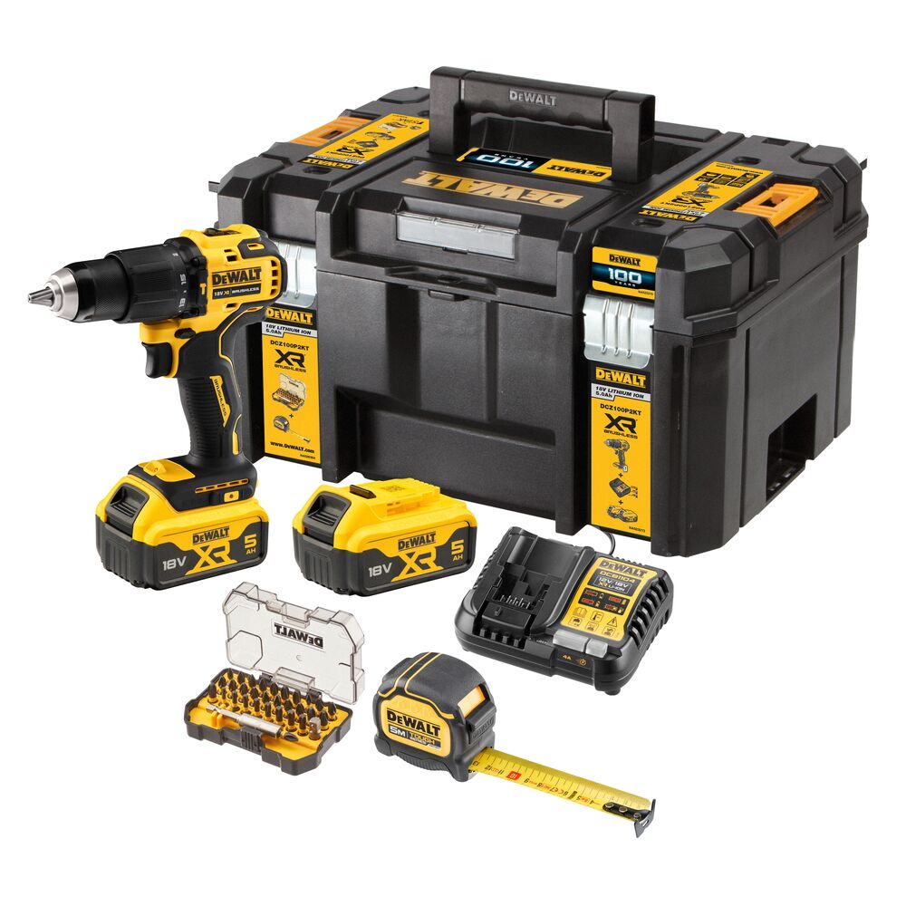 Borvél 18V XR 65Nm Dewalt DCZ100P2KT-QW Kit 2x5.0Ah TStak