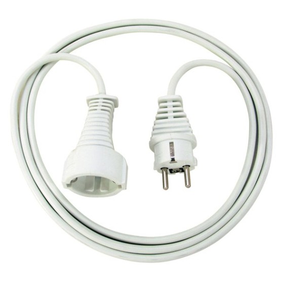 Framlengingarsnúra 3m Hvítt H05VV-F 3G1,5  Gæða snúra