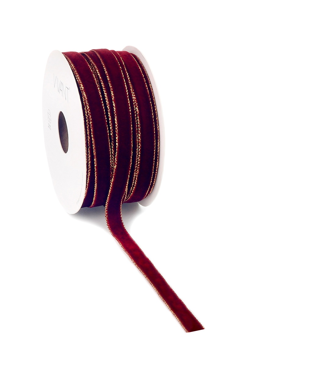 Borði velvet 9mm*20m vínrautt