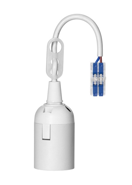 VINNULJÓSAFATNING E27 HVÍT MEÐ SMELLUT. FALUR MEÐ SNÚRU