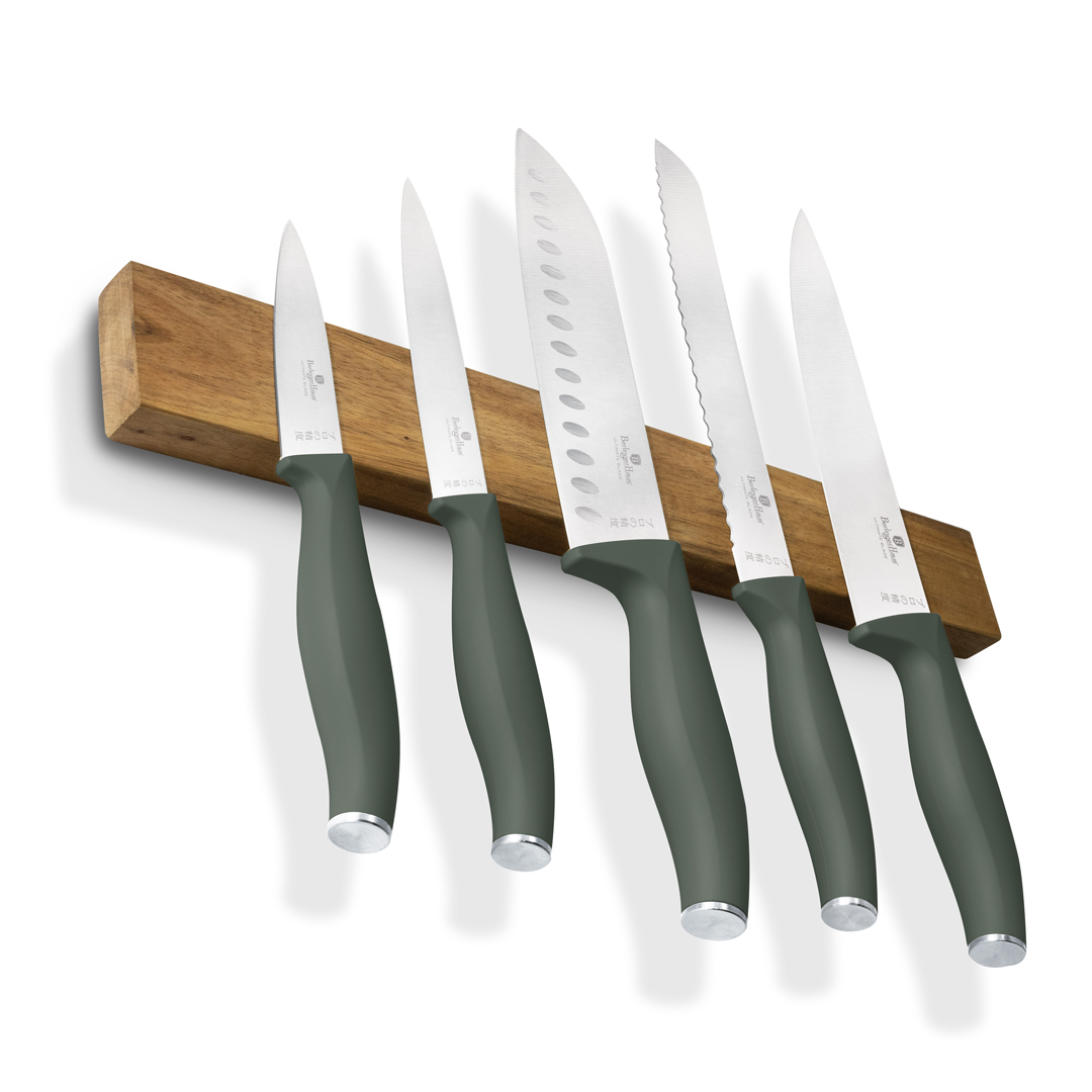 Hnífasett á segulstandi  6 stk matt/grænt