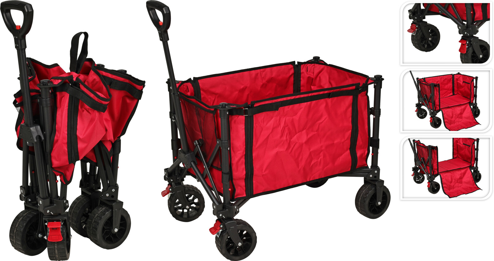 Ferðavagn samanbr 90x49x58cm rauður