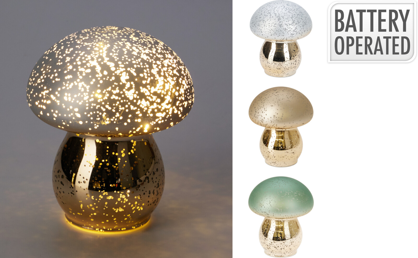 Sveppur gler með led ljósi 3 litir