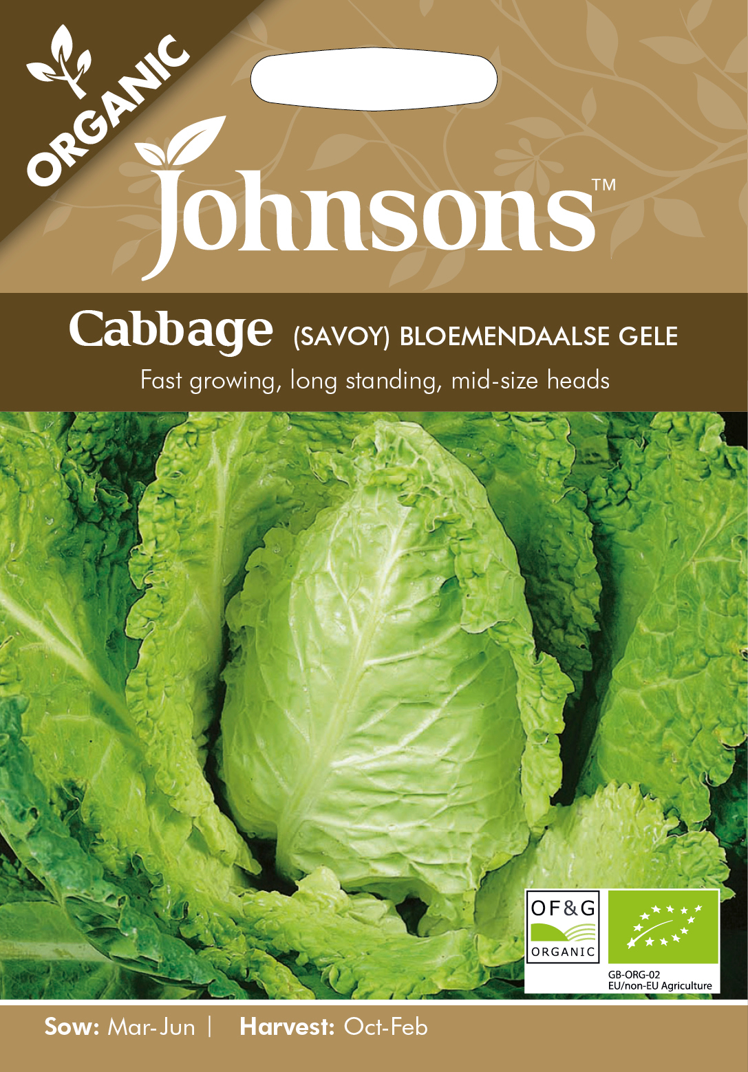 Fræ Cabbage (Savoy) Bloe mendaalse Gele Organic