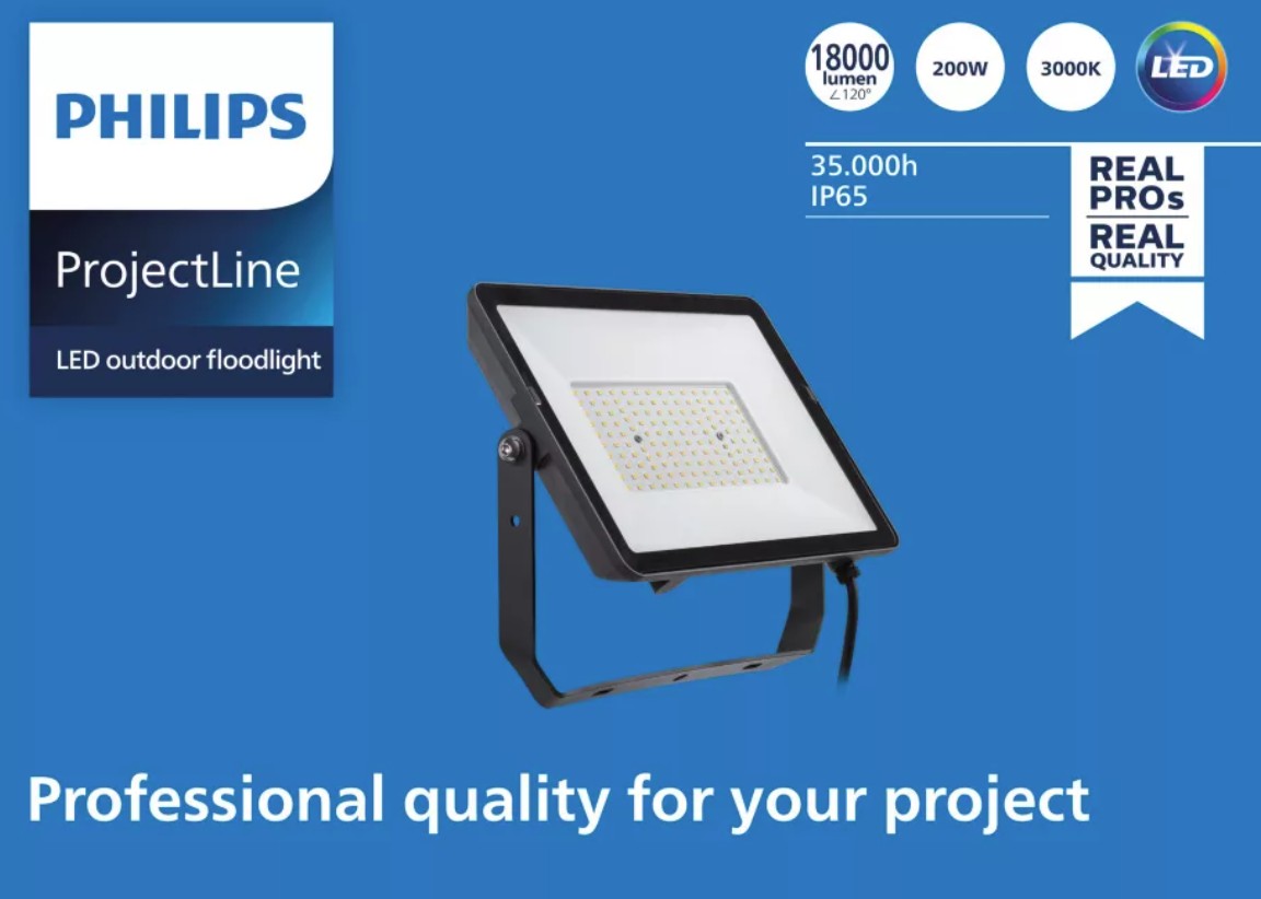 Projectline Útikastari flóðljós 200W 3000K 18000lm