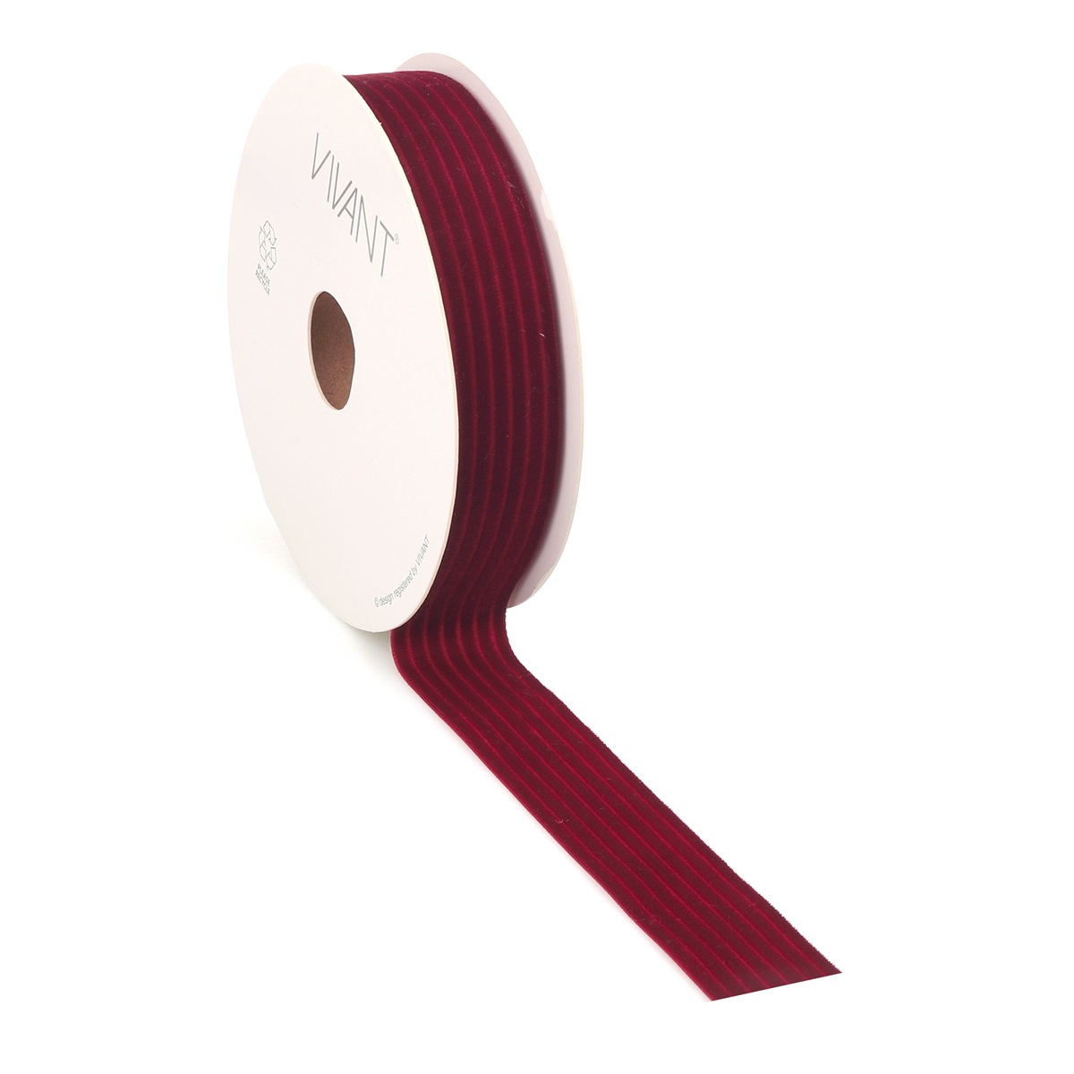 Borði 10m Velvety stripe 25mm w-red