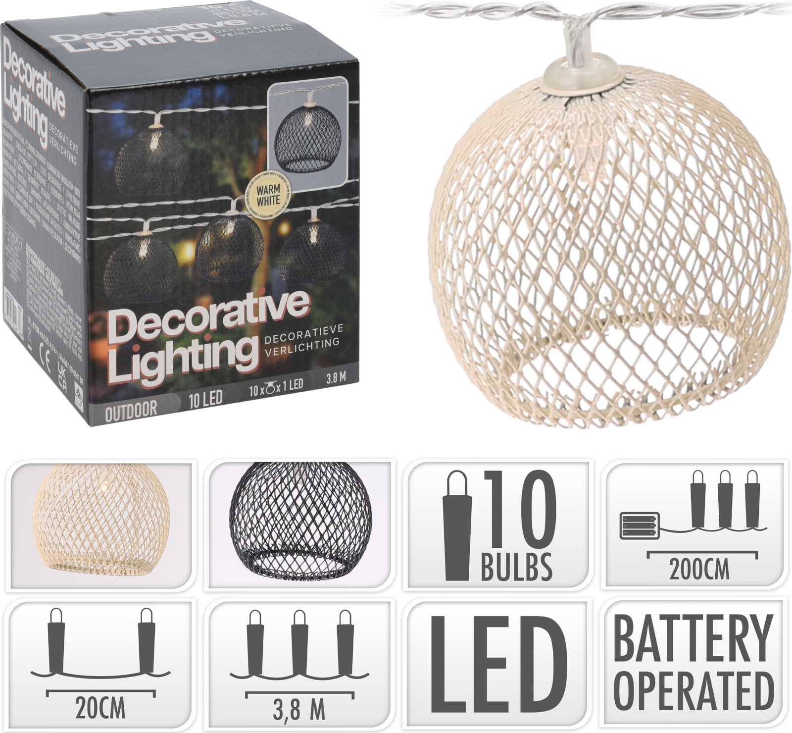 Sería led 10ljós járn 2 litir