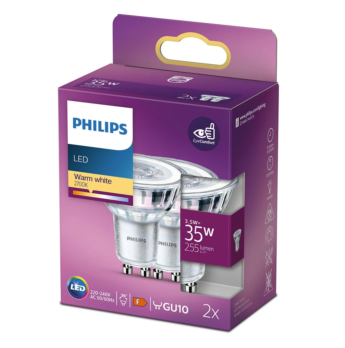 LedG 35W GU10 WW 230 V 36D Ódimmanleg 2 pk