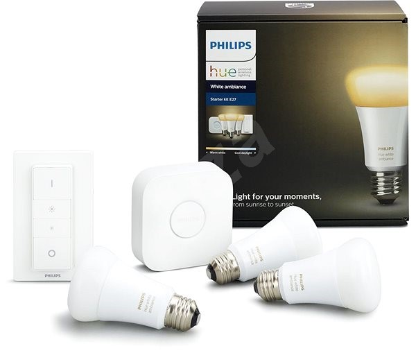 HUE Start kit Philips hvítt með rofa, brú og 3 perum