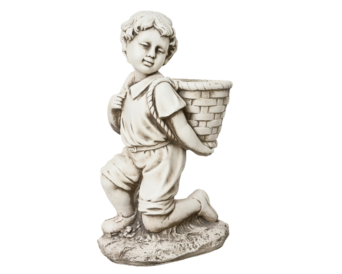 Garðstytta barn með körfu 23*35*h57cm