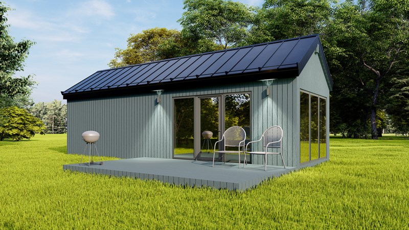 37m² Fullbúið hús tvíhalla þak