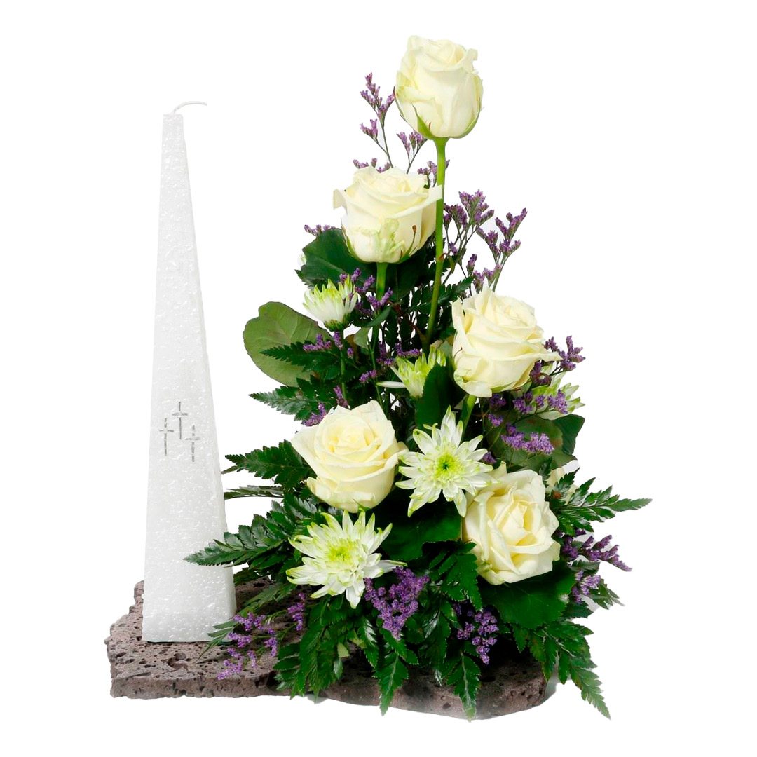 Samúðarskreyting m/25cm kerti