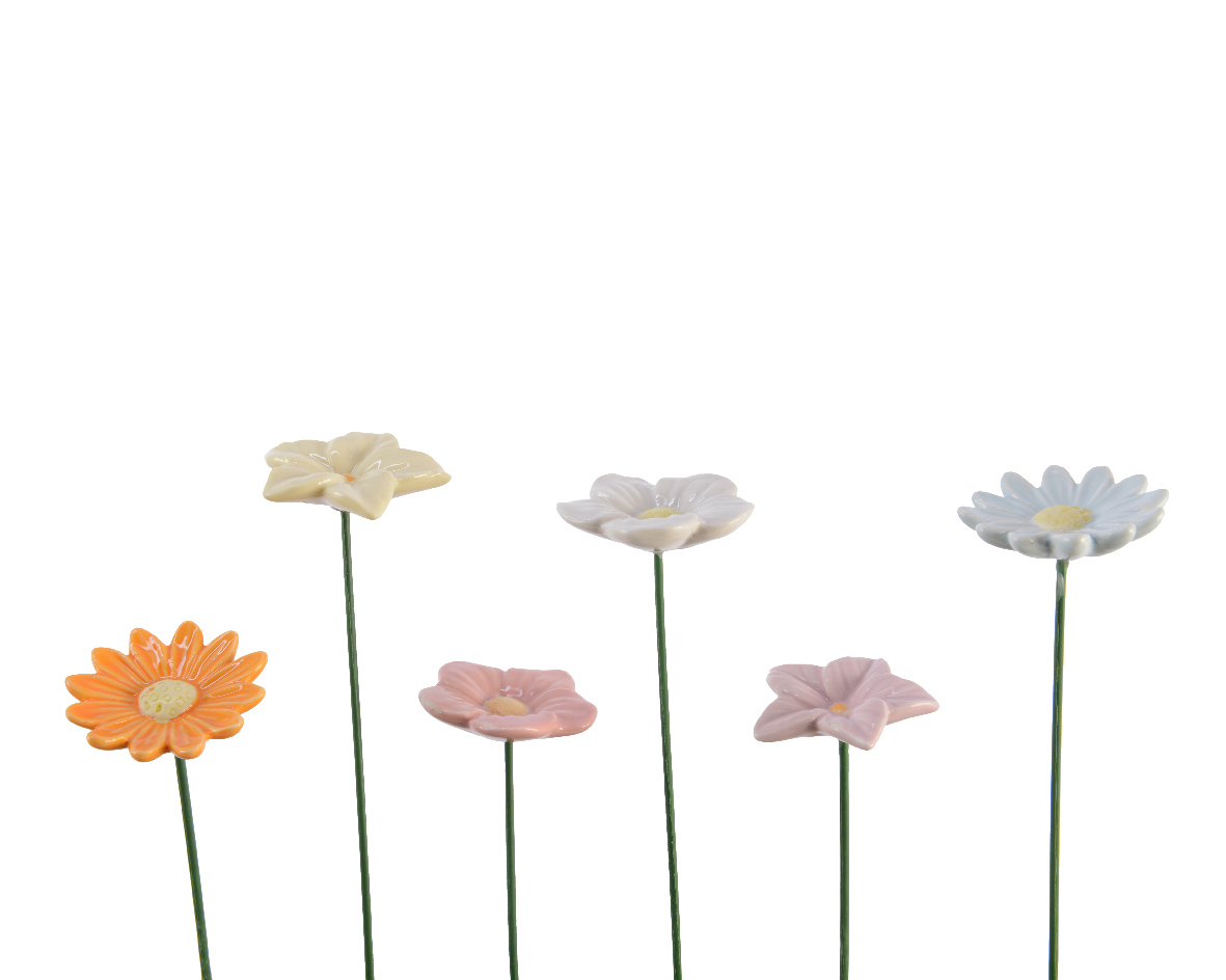 Blóm á priki ýmsir litir 4*4*h27cm