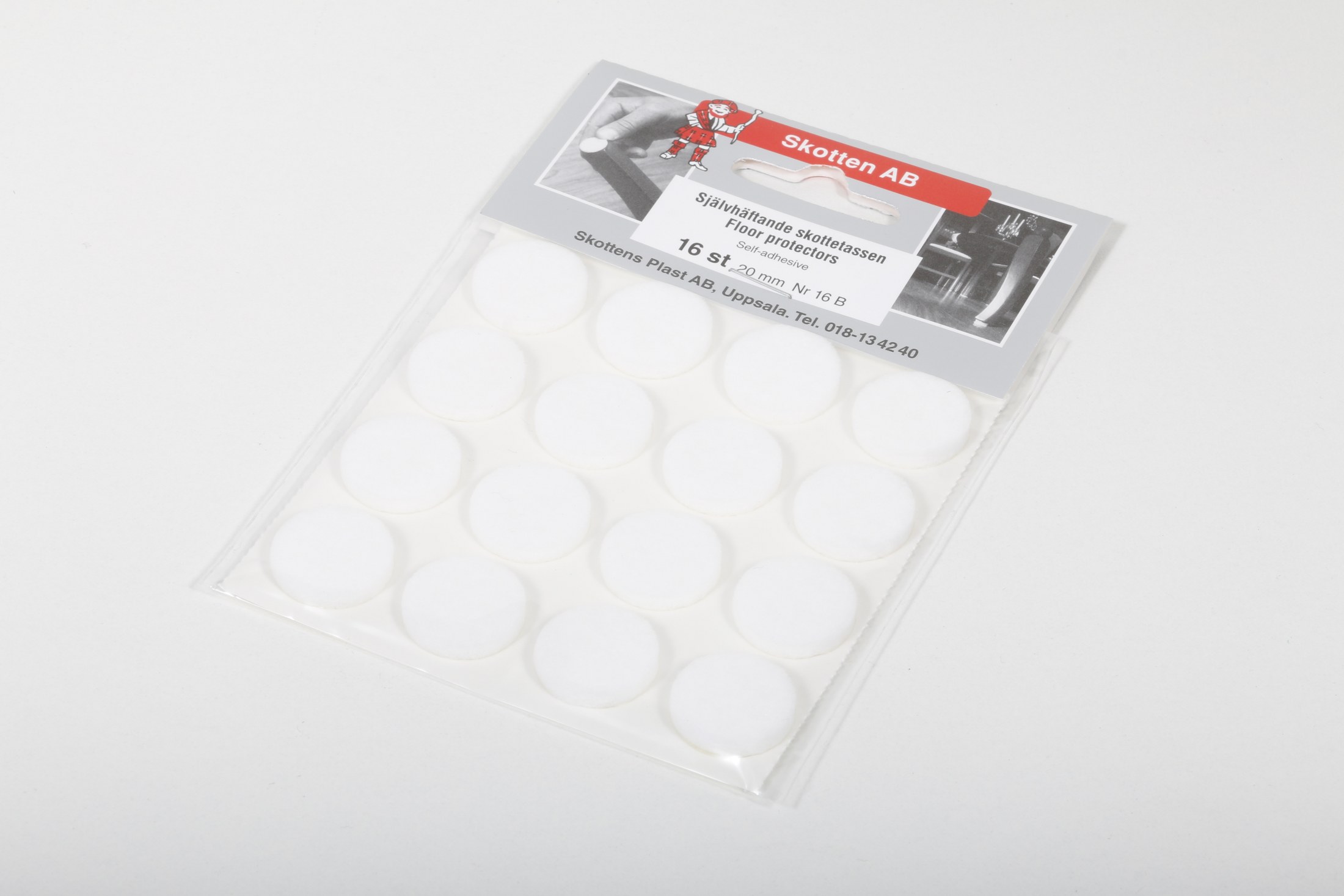 STÓLAFILT 20MM HVÍTT 16STK