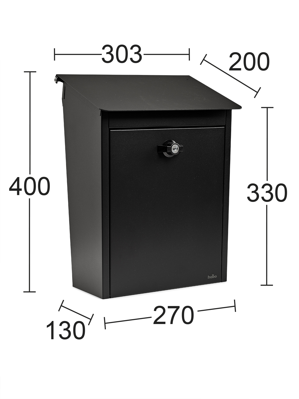 Habo póstkassi Classic 15190 svartur