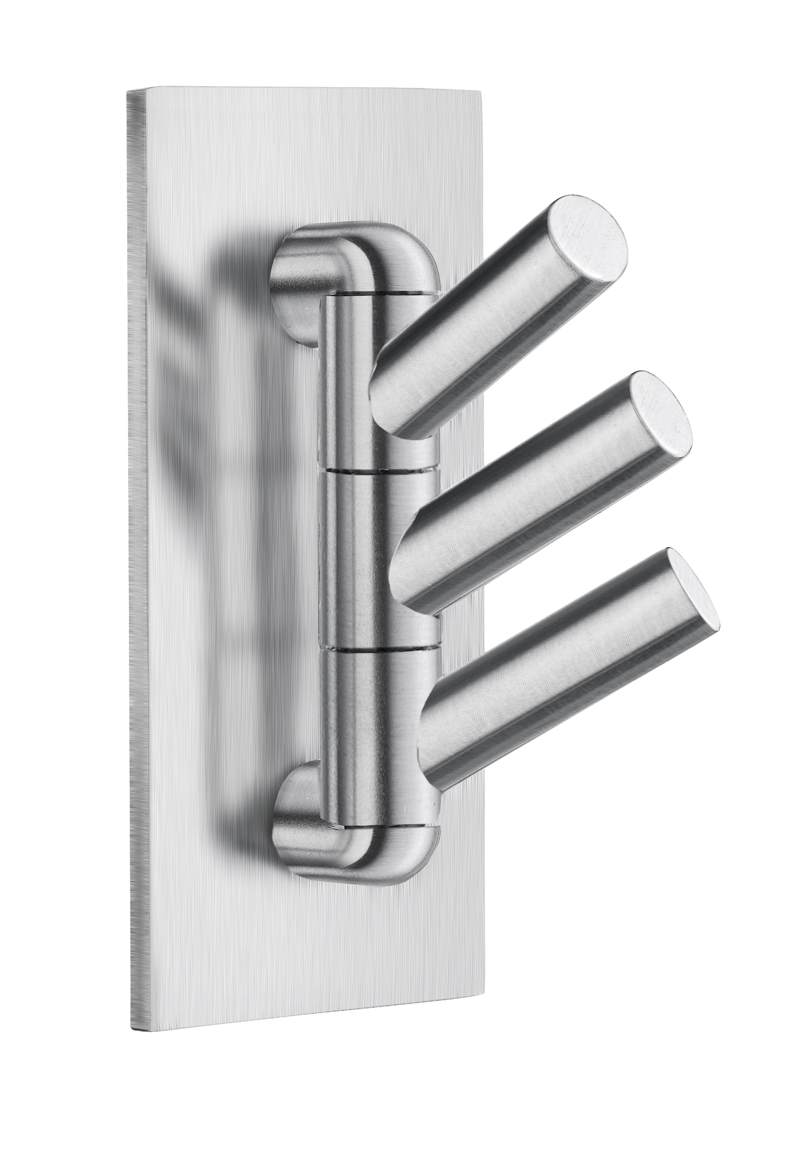 Þrefaldur kantaður snagi á hjörum, burstað stál