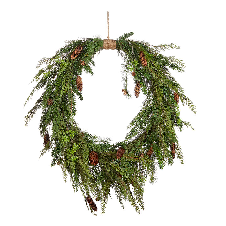 Gervi krans cedar með könglum 90cm