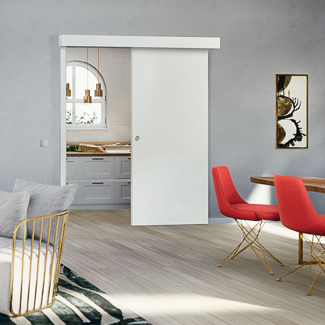 RENNIHURÐ HVÍT 2560/805 án brautar og kappa