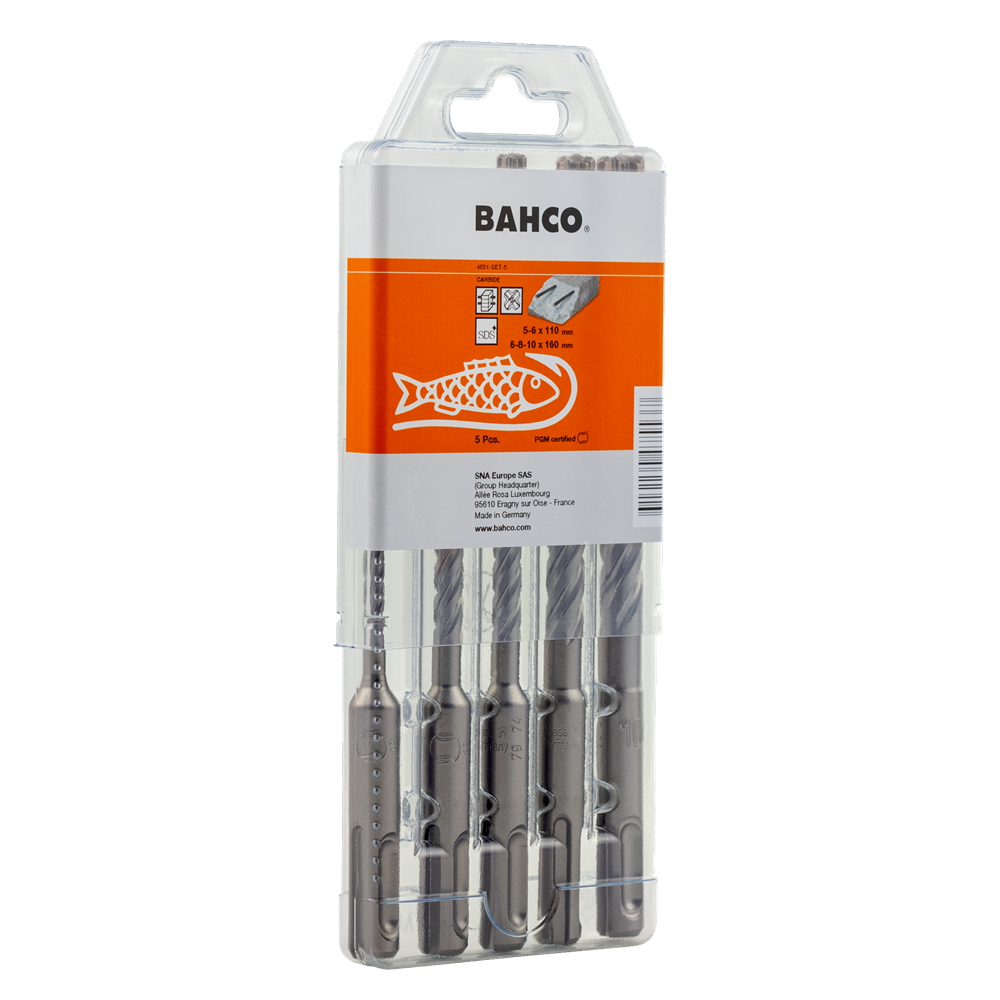 Borasett Steinn SDS+ 4C 5stk Bahco 4651-SET-5