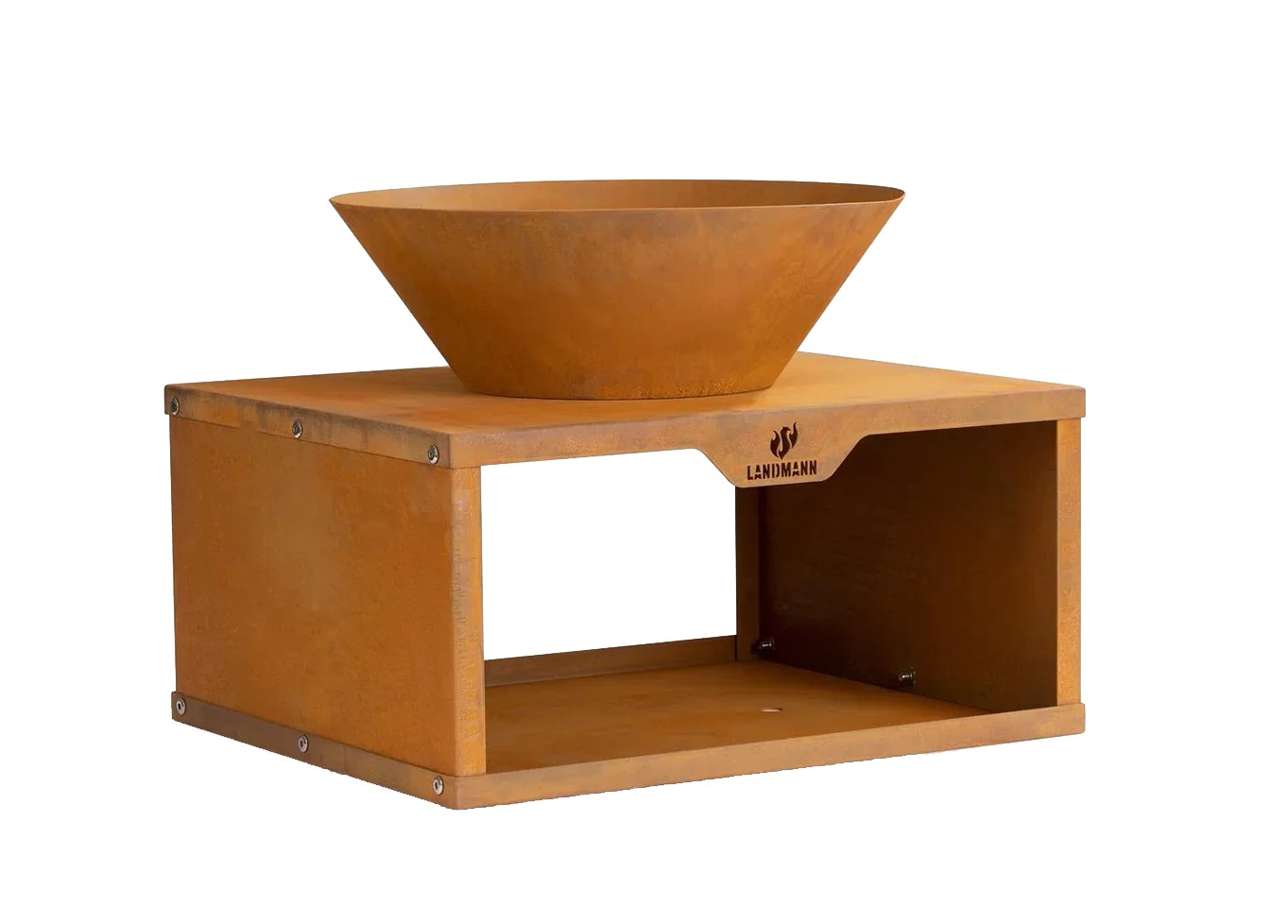 Eldstæði Landmann cortenstál m/hillu f/við