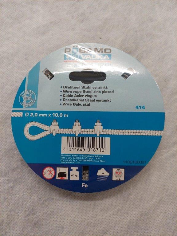 Vír stálvír 2 mm - 10 m 41400