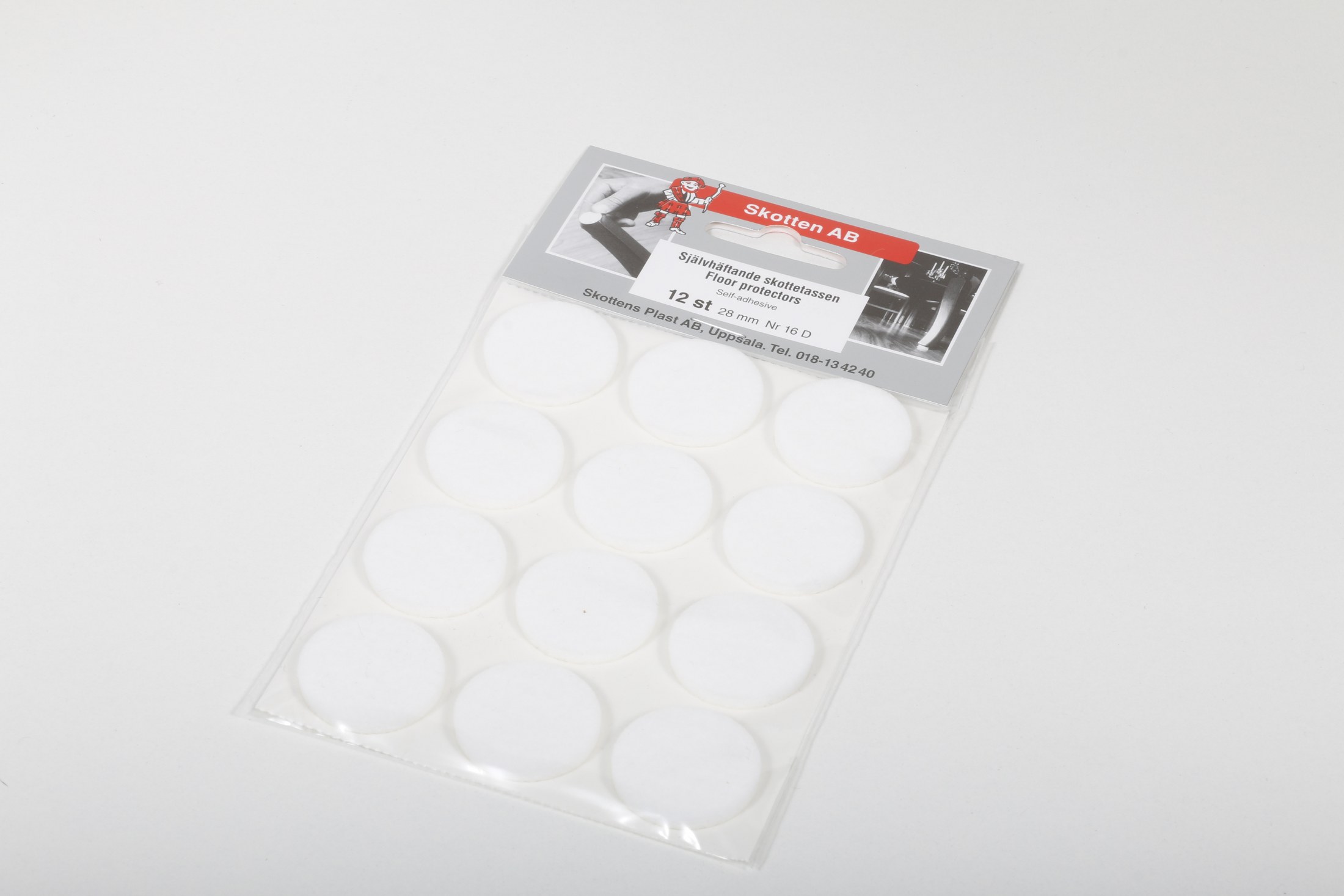 STÓLAFILT 28MM HVÍTT 12STK