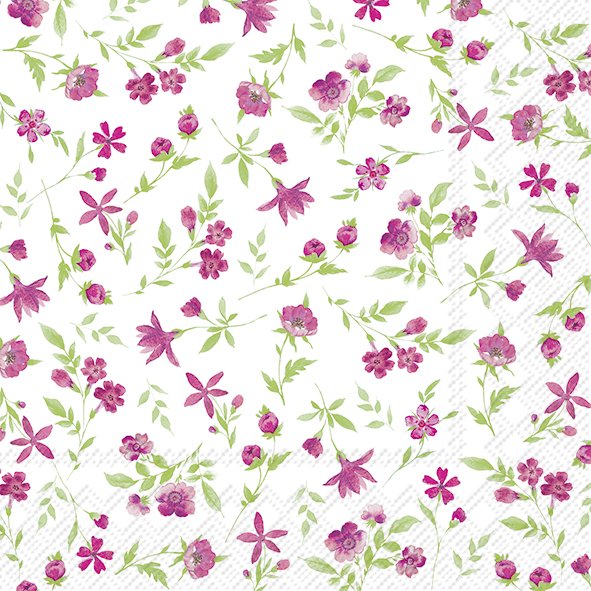 Servíettur HAPPY FLOWERS bleik 33*33cm 20stk