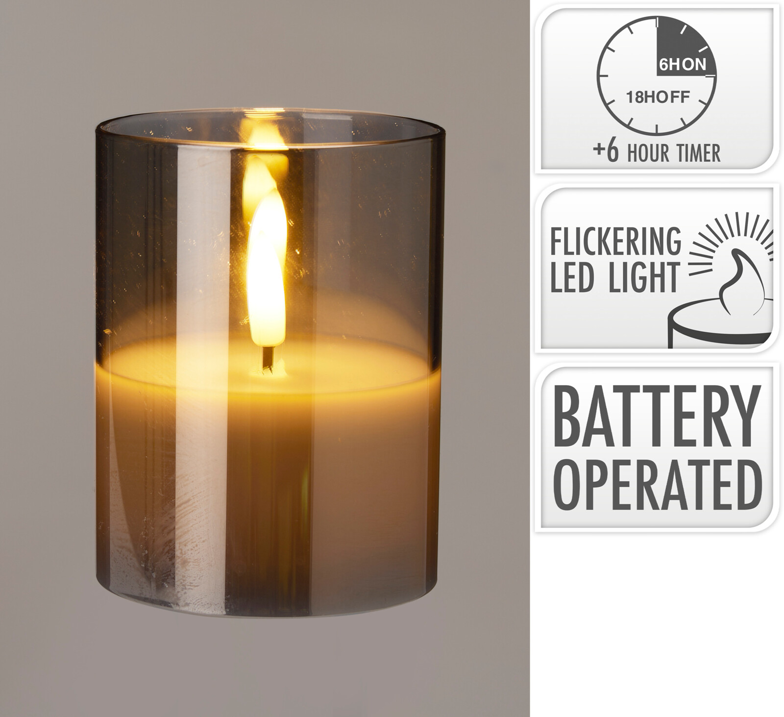 Rafhlöðukerti í glasi 10cm