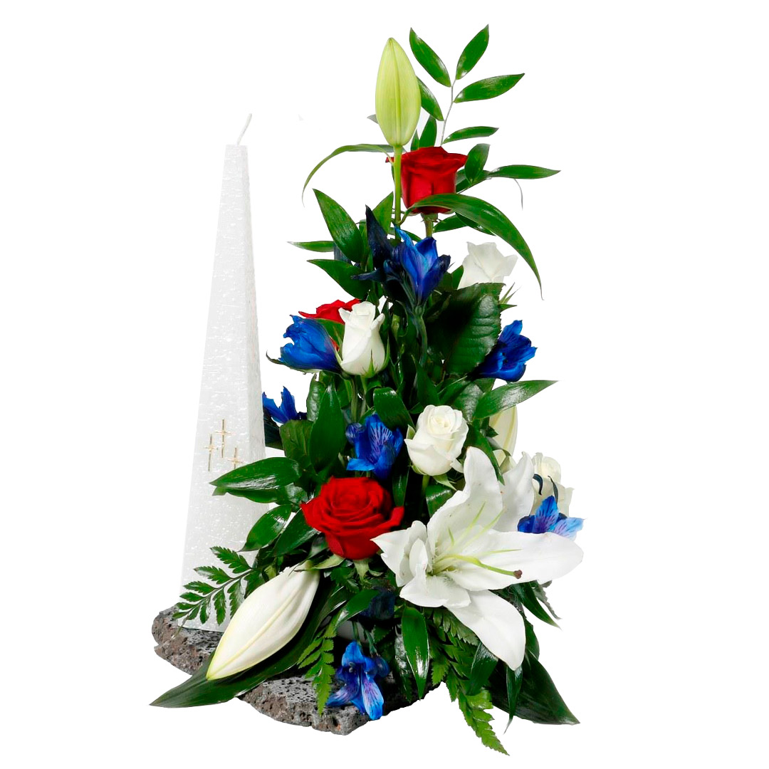 Samúðarskreyting m/35cm kerti