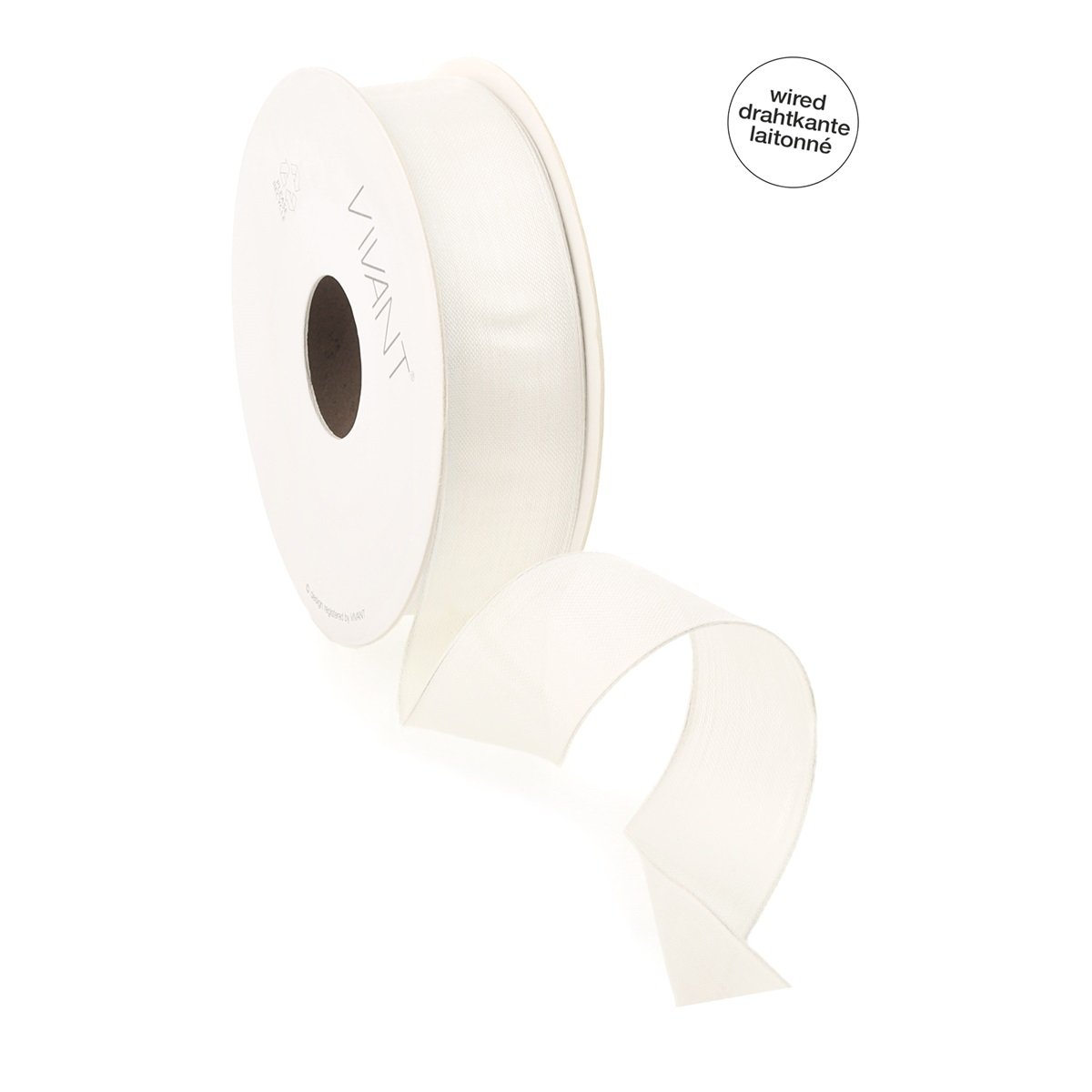 Borði 20m batiste m/vír 25mm hvítur