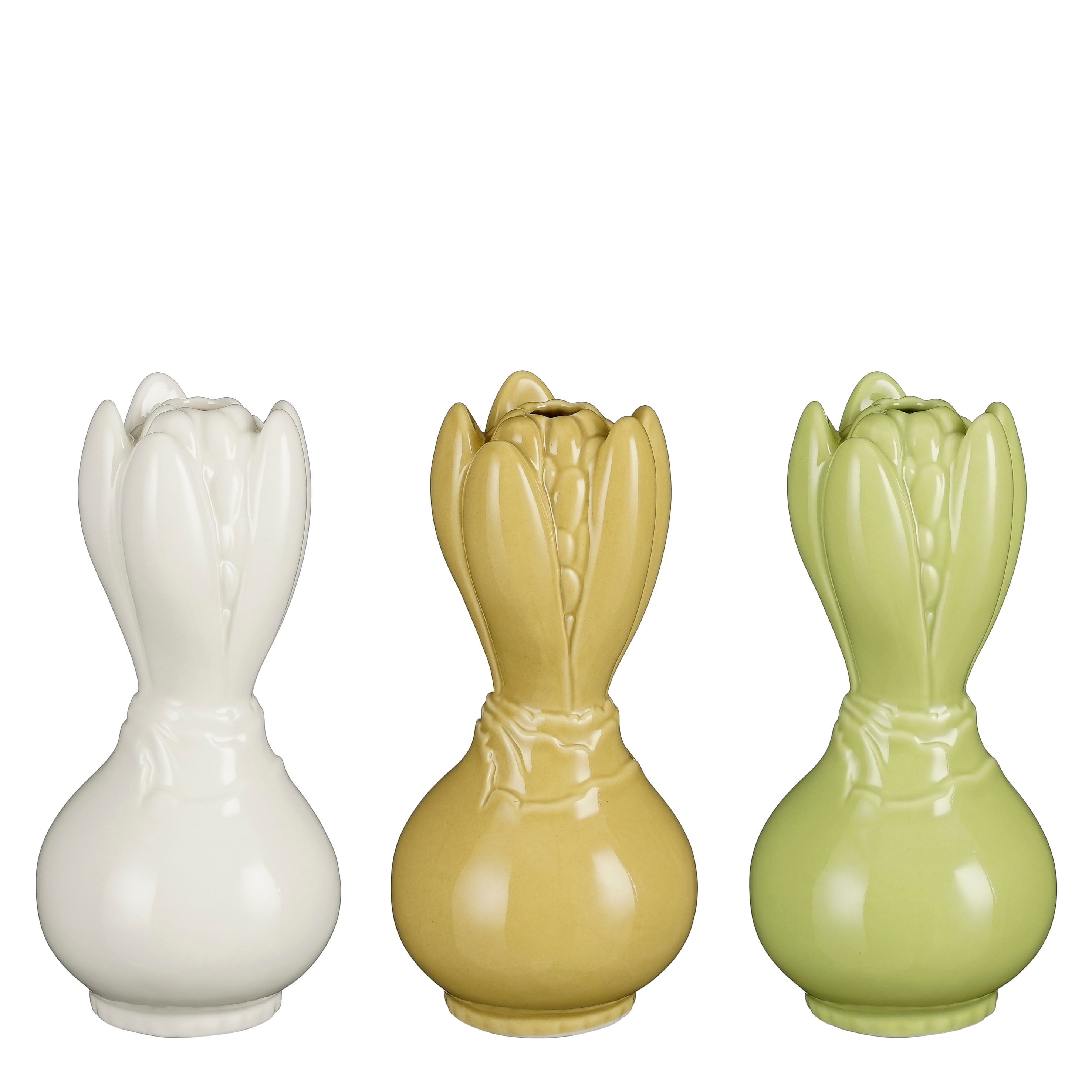 Vasi 8*h16,5cm hvítur,gulur,grænn