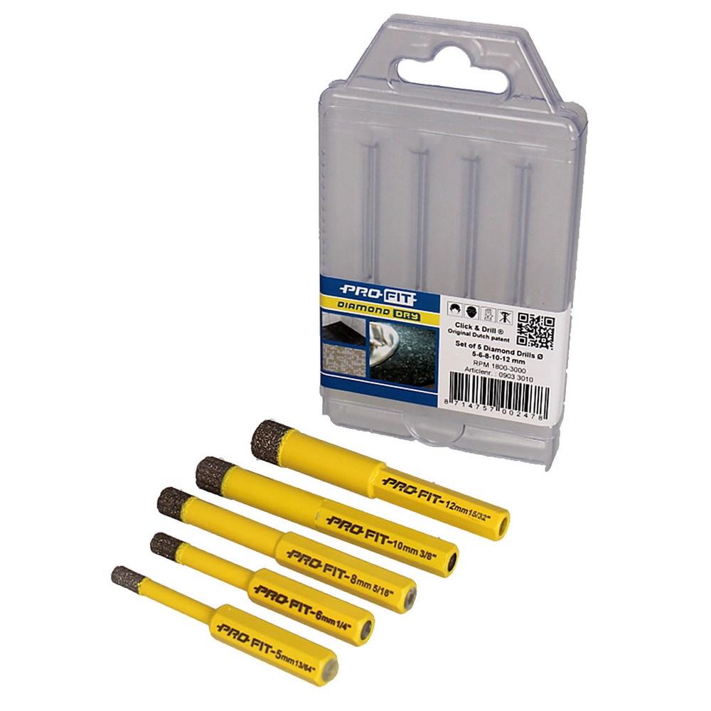 Flísaborasett 1/4" 5stk 5-12mm Profit