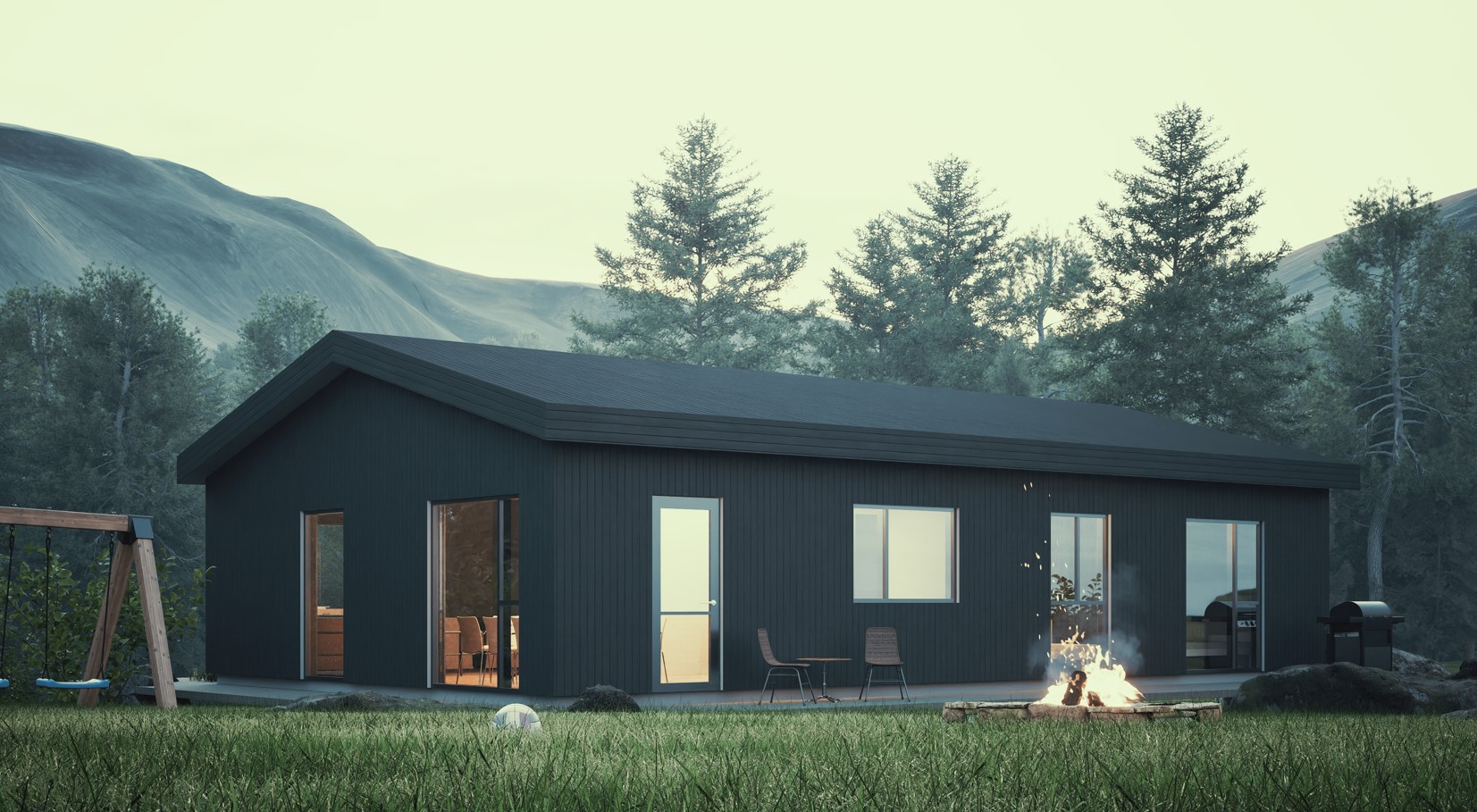 126m² Fullbúið hús tvíhalla þak