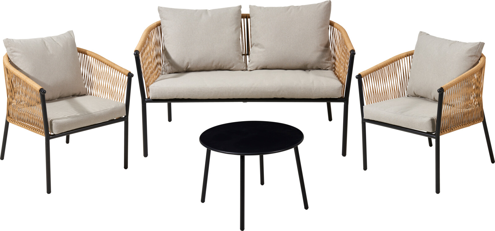 Garðsett rattan sófi+2 stólar+borð