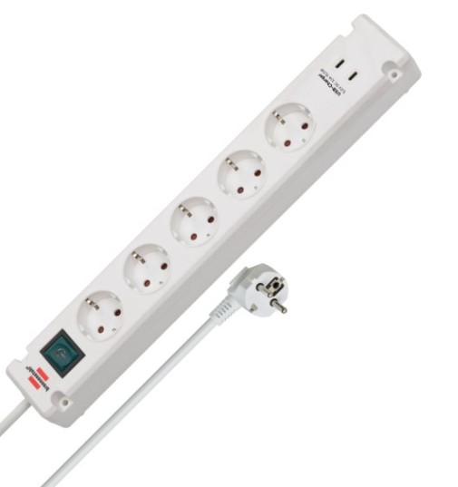 FJÖLTENGI 5F HVÍTT 3M M/ROFA BREMOUNT 2xUSB-C, H05VV-F 3G1,5