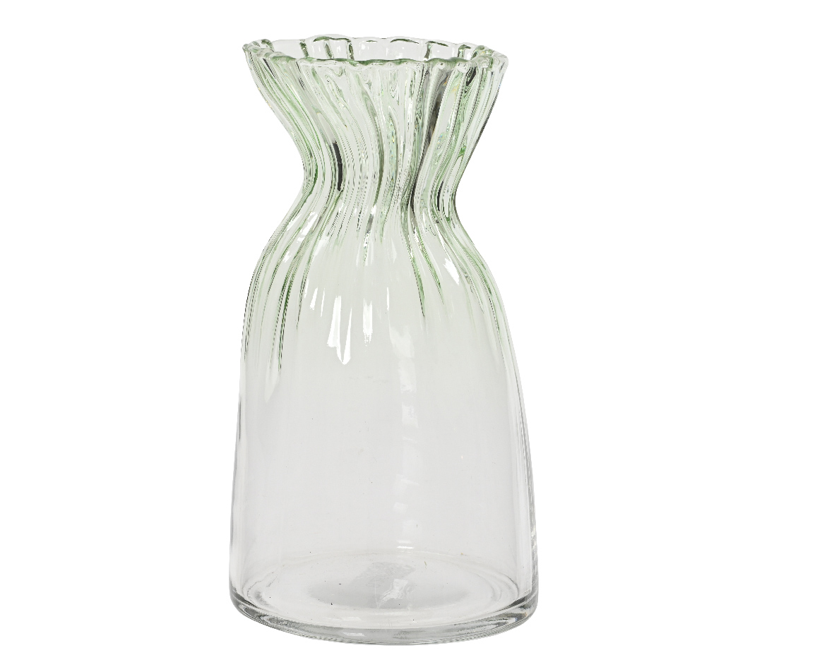Vasi gler 13*h25cm ljósgrænn