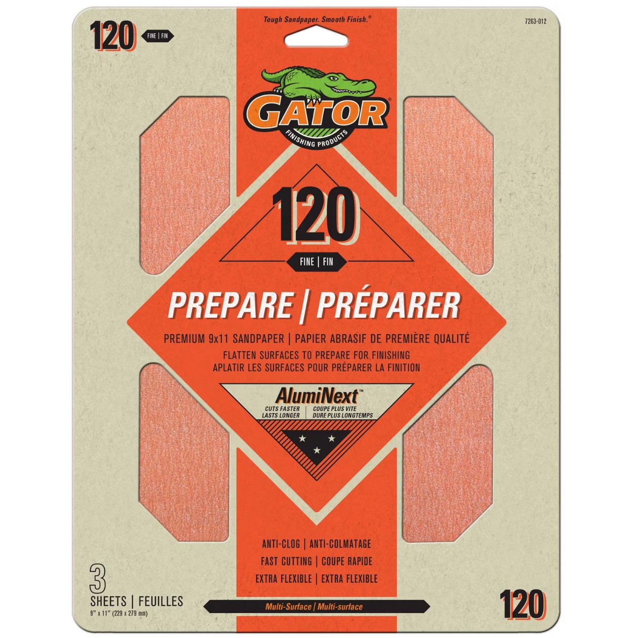 Sandpappír Gator 23x28cm P120 3stk