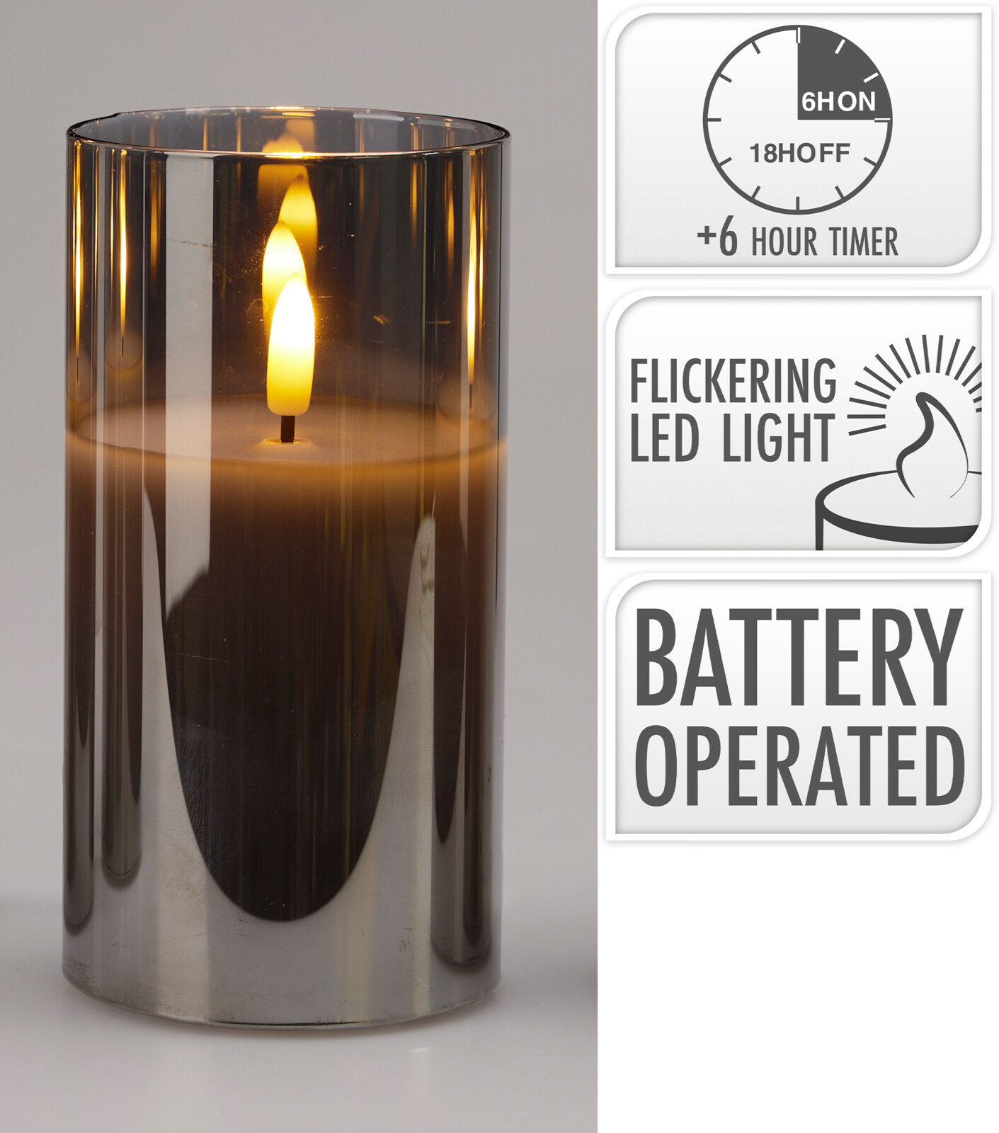 Rafhlöðukerti í glasi 15cm