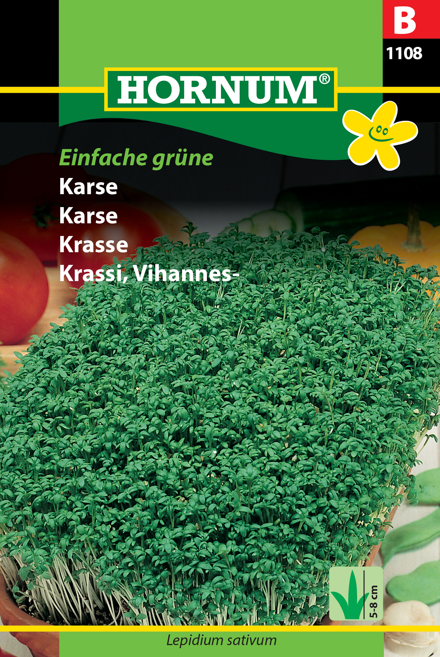 Fræ Karsi Lepidium sativum Einfache grune
