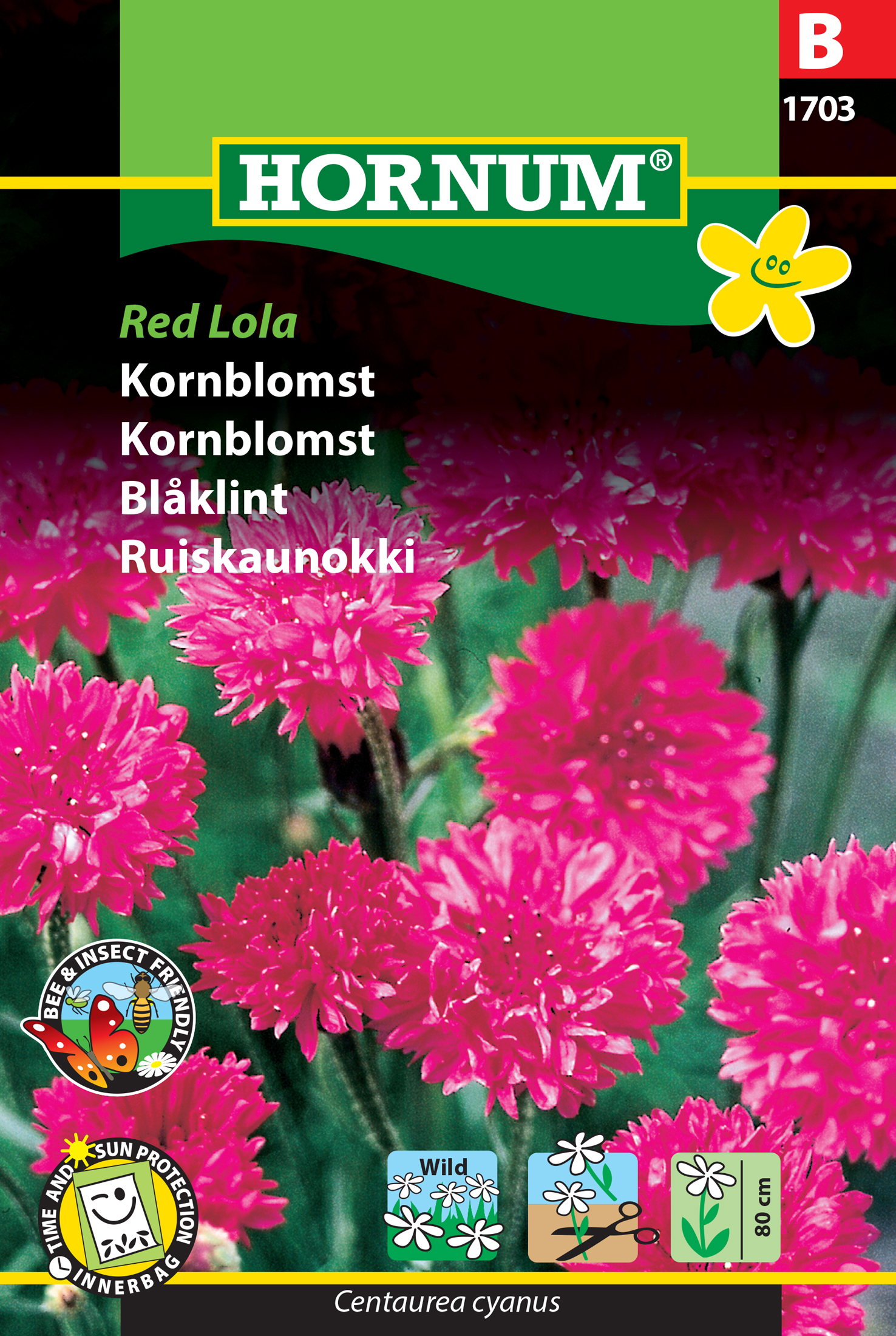 Fræ Garðkornblóm Centaurea cyanus Red Lola