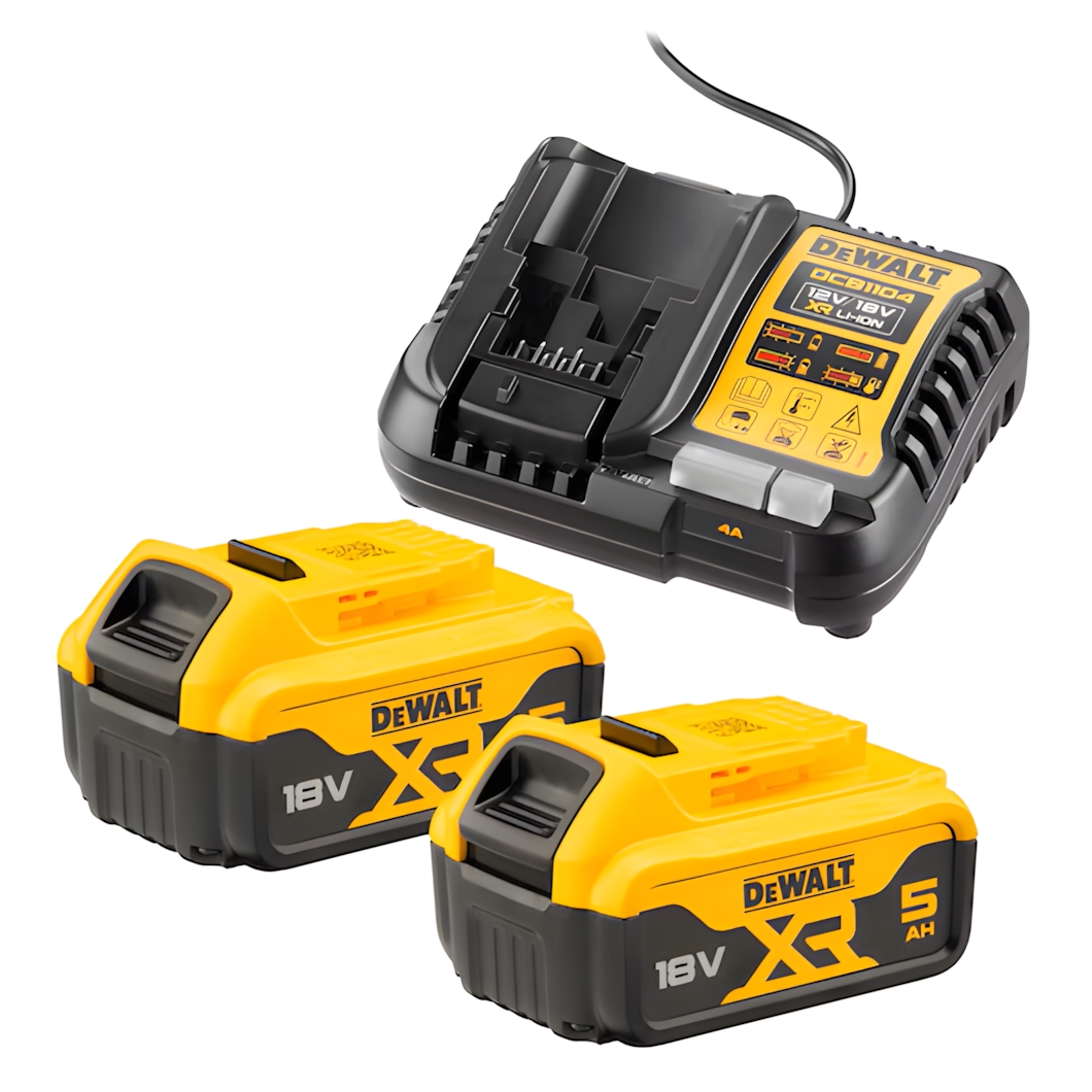 Rafhlaða 18V XR 2x5.0Ah + Hleðslutæki Dewalt DCB1104P2