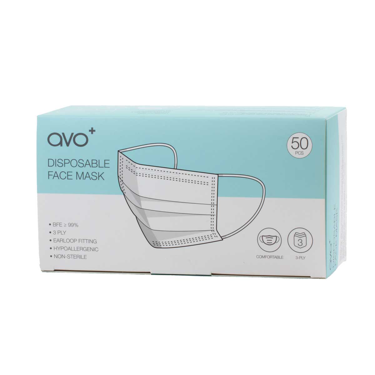 Andlitsmaski blár 50 í pk